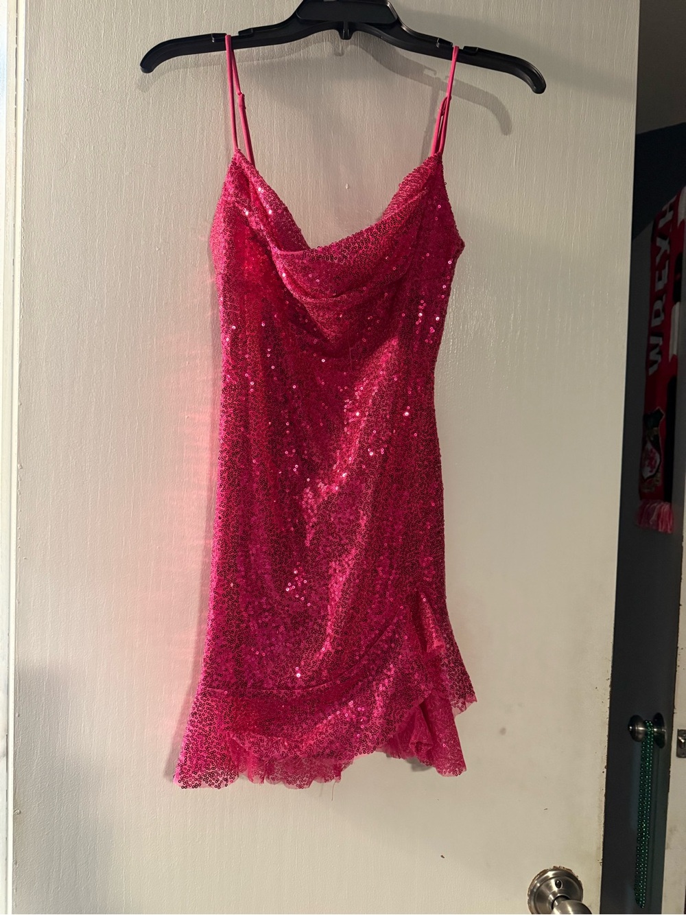 Sparkling Hot Pink Sequin  Mini Dress